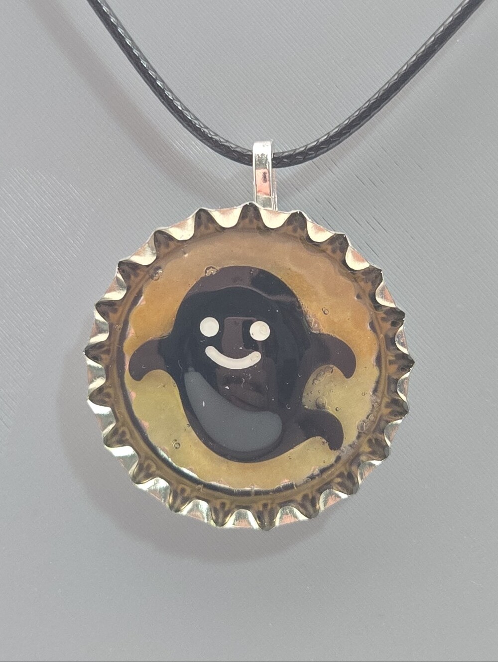 Handmade Cute Ghost Bottle Cap Necklace Halloween Pendant